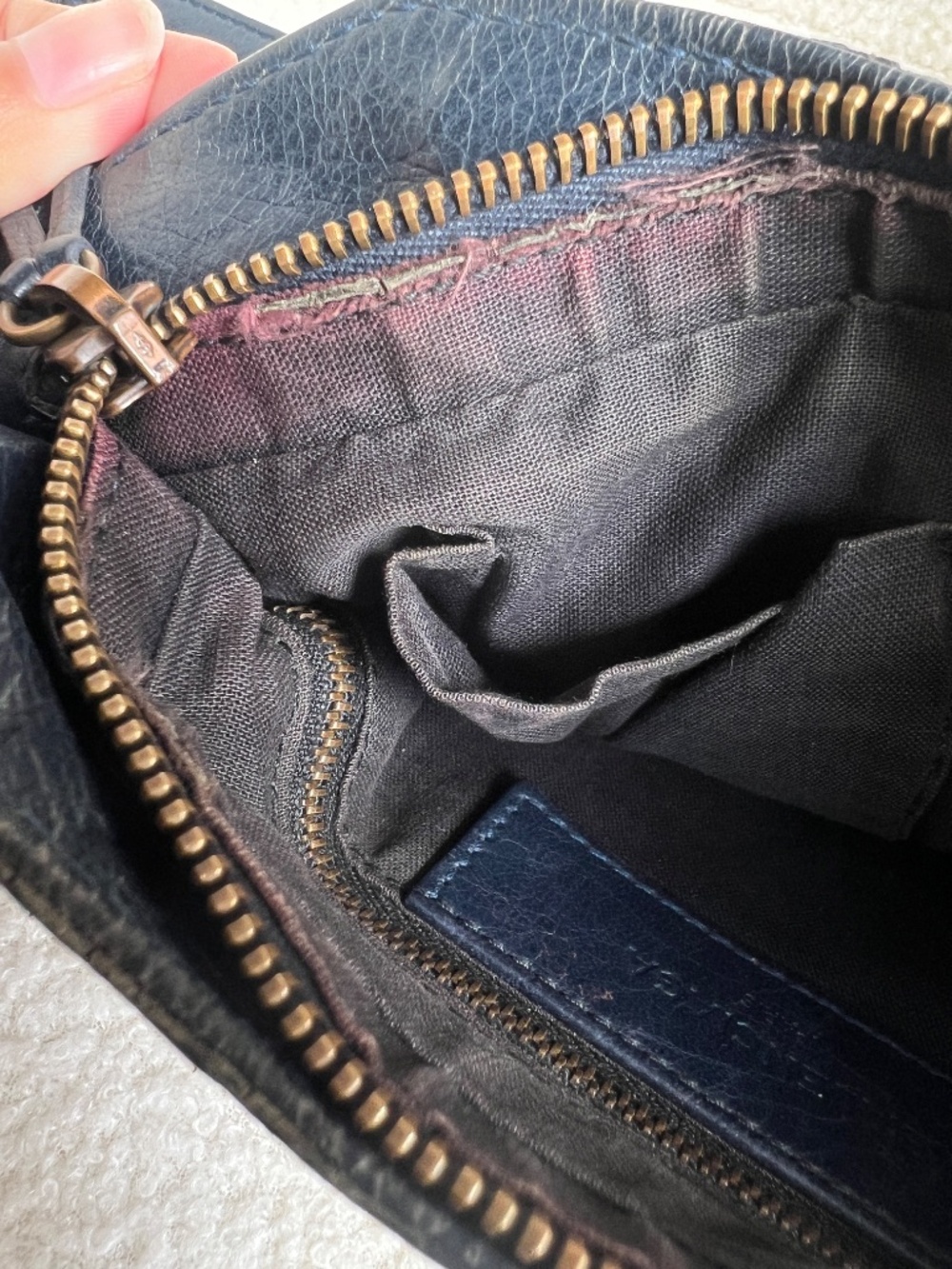 Authentic Balenciaga Navy Blue Hip City Leather Bag - Picture 12 of 16